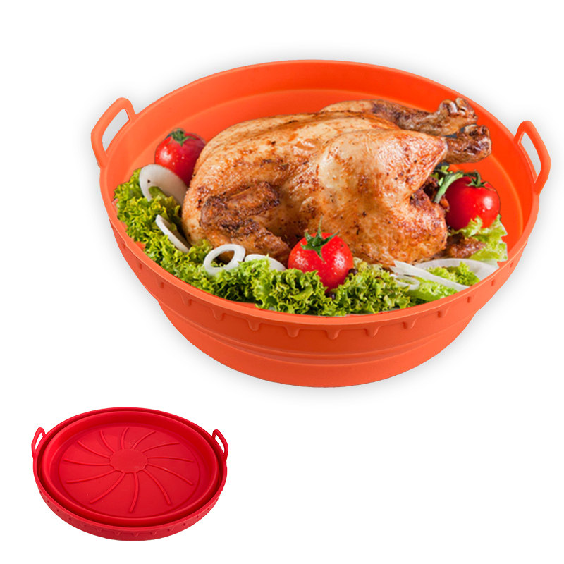 Custom customized your personalize logo OEM ODM reusable silicone air fryer baskets pot liners 6 inch with 1c printing logo